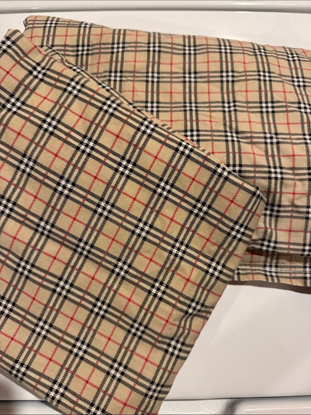 Tan black red print twin sheets. 3 PCs. Burberry print